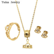 Yudan Jewelry Custom Crown Shape Plated Gold Jewelry Sets Women
